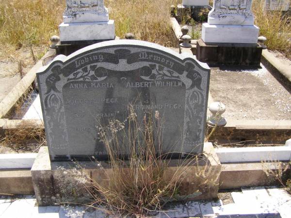 Anna Maria Auguste PECK, nee SEVRAIN?,  | 1862 - 1931;  | Albert Wilhelm Ferdinand PECK,  | 1854 - 1941;  | Milbong St Luke's Lutheran cemetery, Boonah Shire  | 
