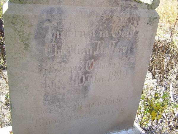 Christian ROSSOW,  | born 3 Oct 1822 died 10 May 1899;  | Milbong St Luke's Lutheran cemetery, Boonah Shire  | 