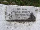 
Hans Joseph BUCHHOLTZ, baby,
died 14-2-71;
Minden Baptist, Esk Shire
