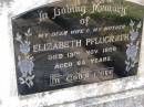 
Elizabeth PFLUGRATH, wife mother,
died 13 Nov 1966 aged 65 years;
Minden Baptist, Esk Shire

