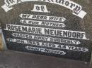 
Rosemarie NEUENDORF, wife mother,
died suddenly 1 Jan 1989 aged 44 years;
Minden Baptist, Esk Shire
