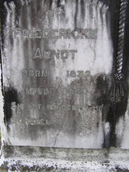 Friedericke ARNDT,  | born 1832 died 1920;  | Minden Baptist, Esk Shire  | 