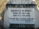 Augusta M KERLE b: 3 Oct 1913, d: 24 Oct 1937 Minden Zion Lutheran Church Cemetery 