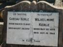 Gustav KERLE b: 13 Mar 1867, d: 28 Aug 1939 Wilhelmine KERLE b: 22 May 1866, d: 10 Oct 1968 Minden Zion Lutheran Church Cemetery 