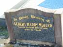 Albert Harry MULLER 25 Nov 1978, aged 62 Minden Zion Lutheran Church Cemetery 