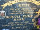 Bertha Emily HARM (Kitty) b: 9 Aug 1908, d: 22 Mar 1995 Minden Zion Lutheran Church Cemetery 