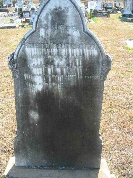 Henriette Friederieke GNECH  | b: 19 Nov 1827, d: 25 Apr 1916  | Minden Zion Lutheran Church Cemetery  | 