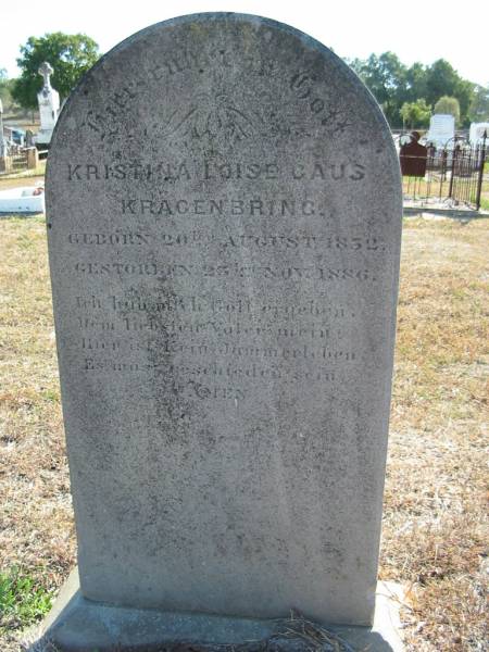 Kristina Loise Gaus KRAGENBRING  | b: 20 Aug 1832, d: 23 Nov 1886  | Minden Zion Lutheran Church Cemetery  | 