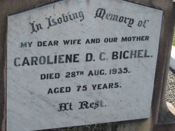 Caroliene D C BICHEL  | 28 Aug 1935, aged 75  | Minden Zion Lutheran Church Cemetery  | 