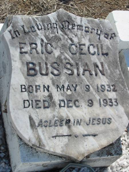 Eric Cecil BUSSIAN  | b: 9 May 1932, d: 9 Dec 1933  | Minden Zion Lutheran Church Cemetery  | 