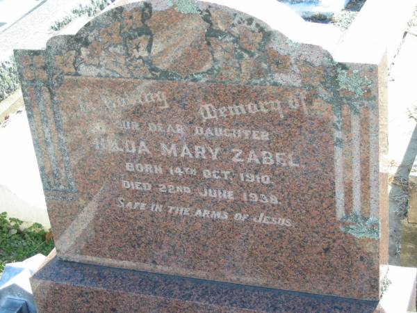 Hilda Mary ZABEL  | b: 14 Oct 1910, d: 22 Jun 1938  | Minden Zion Lutheran Church Cemetery  | 