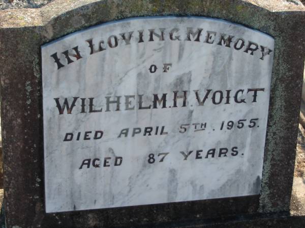 Wilhelm H VOIGT  | 5 Apr 1955, aged 87  | Minden Zion Lutheran Church Cemetery  | 