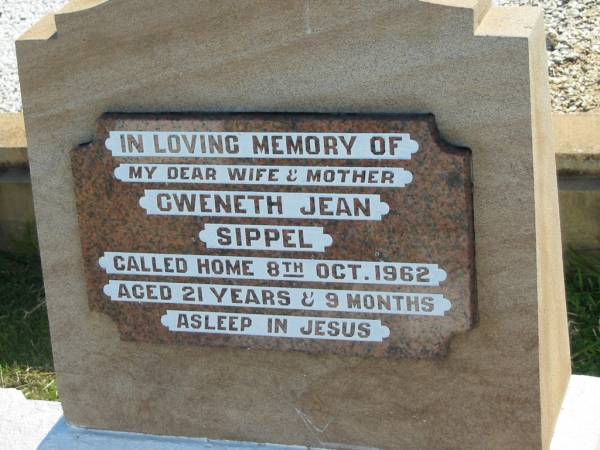 Gweneth Jean SIPPEL  | 8 Oct 1962, aged 21 and 9 months  | Minden Zion Lutheran Church Cemetery  | 