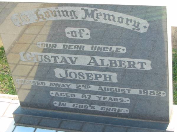 Gustav Albert JOSEPH  | 2 Aug 1982, aged 87  | Minden Zion Lutheran Church Cemetery  | 