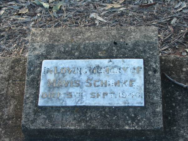 Mavis SCHIMKE  | 5 Sep 1946  | Minden/Coolana - St Johns Lutheran  | 