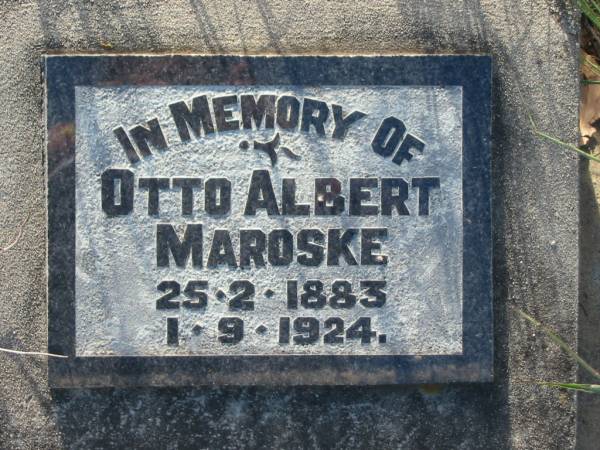 Otto Albert MAROSKE  | B: 25 Feb 1883, d: 1 Sep 1924  | Minden/Coolana - St Johns Lutheran  | 