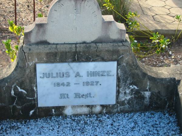 Julius A HINZE  | B: 1842, D: 1927  | Minden/Coolana - St Johns Lutheran  | 