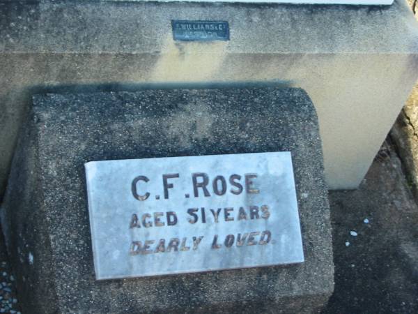 Carl A ROSE  | B: 3 Aug 1846, D: 25 May 1928  | C.F. ROSE  | aged 51  | Minden/Coolana - St Johns Lutheran  | 