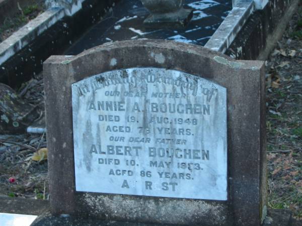 Annie A BOUGHEN  | 19 Aug 1948 aged 76  | Albert BOUGHEN  | 10 May 1953 aged 86  | Minden/Coolana - St Johns Lutheran  | 