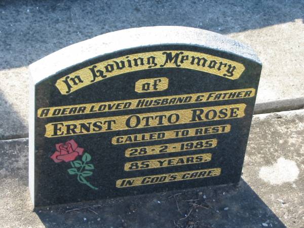 Ernst Otto ROSE  | 28 Feb 1985 aged 85  | Minden/Coolana - St Johns Lutheran  | 