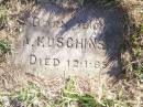 
A. KUSCHINSKI,
born 1810 died 12-1-85;
St Johns Evangelical Lutheran Church, Minden, Esk Shire
