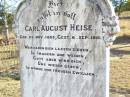 Carl August HEISE, born 29 Nov 1833 died 6 Sept 1901; St Johns Evangelical Lutheran Church, Minden, Esk Shire 