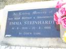 Emma STEINHARDT, mother grandmother, 14-6-1906 - 20-8-1999; St Johns Evangelical Lutheran Church, Minden, Esk Shire 