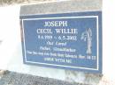 Cecil Willie JOSEPH, 9-4-1919 - 6-5-2002, father grandfather; St Johns Evangelical Lutheran Church, Minden, Esk Shire 