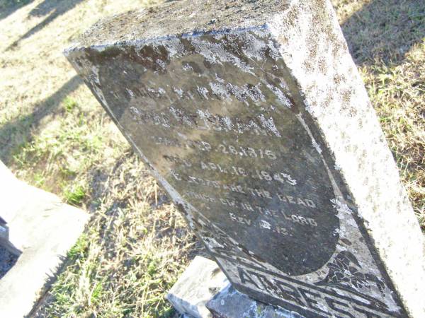 Emma WEISMANN,  | born 26 Sept 1875 died 16 Apr 1943;  | St Johns Evangelical Lutheran Church, Minden, Esk Shire  | 