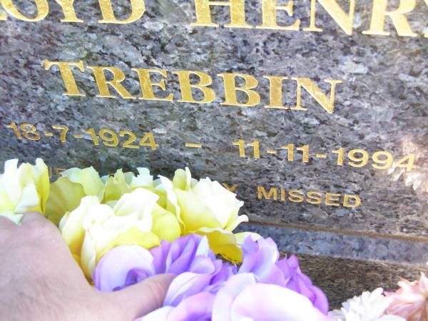 Lloyd Henry TREBBIN, husband father,  | 18-7-1924 - 11-11-1994;  | St Johns Evangelical Lutheran Church, Minden, Esk Shire  | 