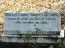 Dougald, John, Robert and Daisy children of John and Sarah CURRIE  Moggill Historic cemetery (Brisbane) 