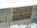 
Herbert E Westcott
18 Dec 1959
aged 79

Ernest Westcott
22-9-1920 to 25-12-2002

Moggill Historic cemetery (Brisbane)
