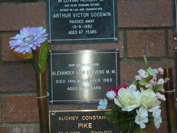 Alexander Low STEVENS,  | father,  | died 14 Nov 1983 aged 89 years;  | Mooloolah cemetery, City of Caloundra  |   | 