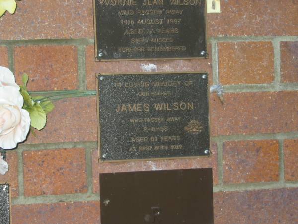 James WILSON,  | father,  | died 2-8-98 aged 81 years,  | with mum;  | Mooloolah cemetery, City of Caloundra  |   | 