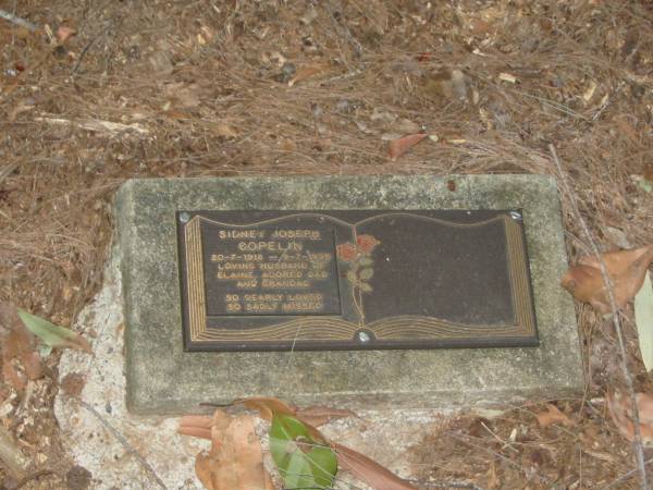 Sidney Joseph COPELIN,  | 20-7-1918 - 9-7-1996,  | husband of Elaine,  | dad grandad;  | Mooloolah cemetery, City of Caloundra  |   | 