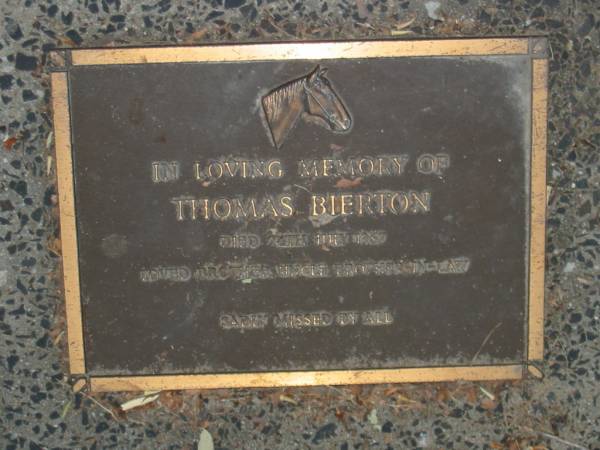 Thomas BIERTON,  | died 24 July 1967,  | brother uncle brother-in-law;  | Henry James BIERTON,  | died 17 Jan 1970 aged 66 years,  | husband of Jean,  | father of Jim, Rhonda, Bev, Dawn, Graham & Rod;  | Jean BIERTON,  | born 1-8-1916,  | died 4-10-1987,  | wife of Henry James,  | mother mother-in-law grandmother;  | Mooloolah cemetery, City of Caloundra  |   | 