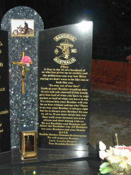 Joseph Antonius JONKER,  | born 20-11-1956,  | died 22-1-2004,  | son of Leonardus & Gabrielle,  | brother of Helga,  | father of Harley, Ricky, Jesse & Jazmin;  | Mooloolah cemetery, City of Caloundra  |   |   | 