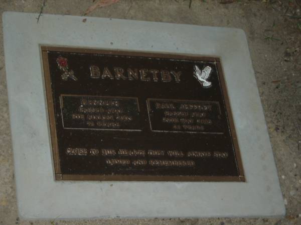 Kenneth BARNETBY,  | died 8 Aug 2003 aged 74 years;  | Paul Jeffrey BARNETBY,  | died 29 May 2003 aged 44 years;  | Mooloolah cemetery, City of Caloundra  |   | 