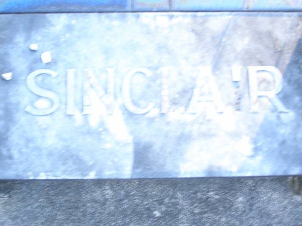 William SINCLAIR,  | father,  | died 19 Oct 1927 aged 67? years;  | Thomasina SINCLAIR,  | mother,  | died 13 Aug 1935 aged 70 years;  | Ardione Alice SINCLAIR,  | wife mother,  | died 9 Feb 1929 aged 29 years;  | Mooloolah cemetery, City of Caloundra  |   | 