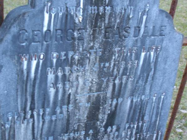 George TEASDALE,  | died 5 March 1889 aged 68 years;  | Mooloolah cemetery, City of Caloundra  |   | 