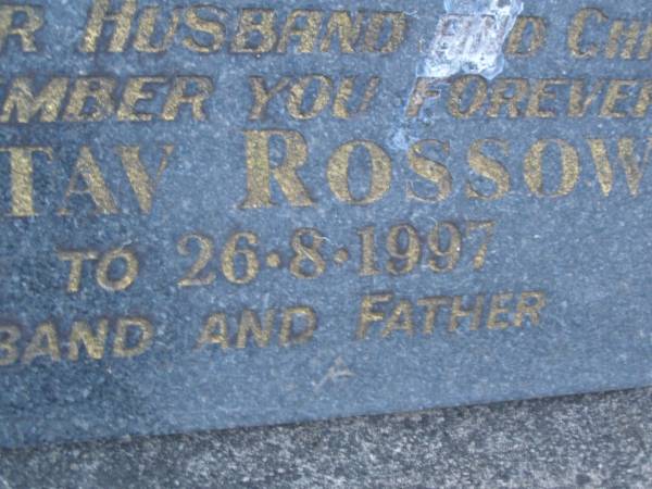 Marion ROSSOW,  | wife,  | 1-7-1926 - 5-5-1985,  | missed by husband & children;  | Roy Gustav ROSSOW,  | husband father,  | 25-2-1918 - 26-8-1997;  | Mooloolah cemetery, City of Caloundra  |   | 