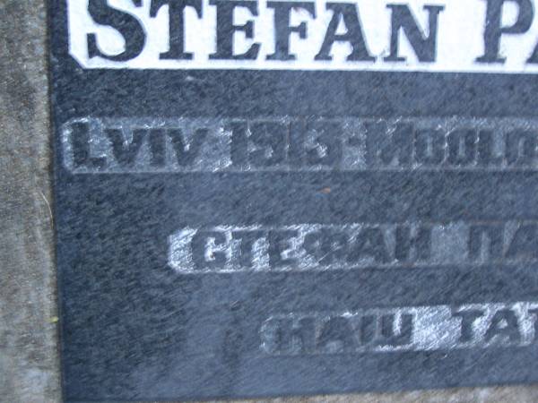 Stefan PANKIW,  | born Lviv 1913,  | died Mooloolah 1983;  | Mooloolah cemetery, City of Caloundra  |   | 