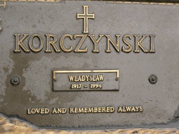Wladyslaw KORCZYNSKI,  | 1917 - 1994;  | Mooloolah cemetery, City of Caloundra  | 