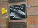 
Allan Vivian MYERS,
12-9-1922 - 1-12-1995 aged 73 years,
husband of Mary,
father grandfather great-grandfather to
Helen & Ken & families,
son of Vivian James & Edna Lillias MYERS,
brother of Edward;
Mooloolah cemetery, City of Caloundra

