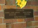 
James John Spring GIRDLER,
05-12-1909 -12-07-1986;
Alice Esther GIRDLER,
05-12-1913 - 18-07-2004,
married 52 years;
Mooloolah cemetery, City of Caloundra

