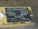 
Samuel Saxby LEACH,
husband father,
24-1-1908 - 14-6-1973;
Doris Annie LEACH,
wife mother,
4-5-1905 - 27-10-1999;
Mooloolah cemetery, City of Caloundra


