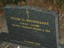 
Peter G. STUECKRADT,
11-8-1927 - 7-3-1998,
husband father opa;
Mooloolah cemetery, City of Caloundra


