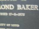 
Bernard Ormond BAKER,
born 14-5-1894,
died 17-8-1976;
Eva May BAKER,
born 30-10-1893,
died 10-1-1977;
Mooloolah cemetery, City of Caloundra

