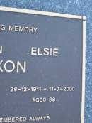 
Stanley John DIXON,
4-8-1918 - 9-3-1978 aged 59 years;
Elsie DIXON,
26-12-1911 - 11-7-2000 aged 88 years;
Mooloolah cemetery, City of Caloundra

