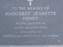 Margaret Jeanette HENRY, daughter of Samuel & Annie HENRY, sister of Robert, Allan, John, Donald & Douglas; Mooloolah cemetery, City of Caloundra  
